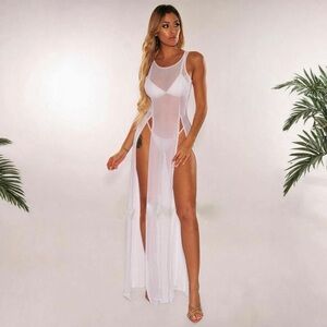 Elegant White Sheer Swim Cover-Up